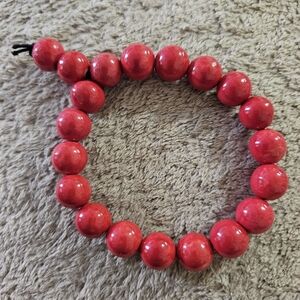 Chunky Orange Coral Beaded Stretch Bracelet